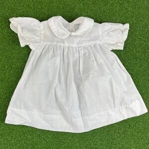 Vintage MayFair Baby Girls White Striped Dress 24M